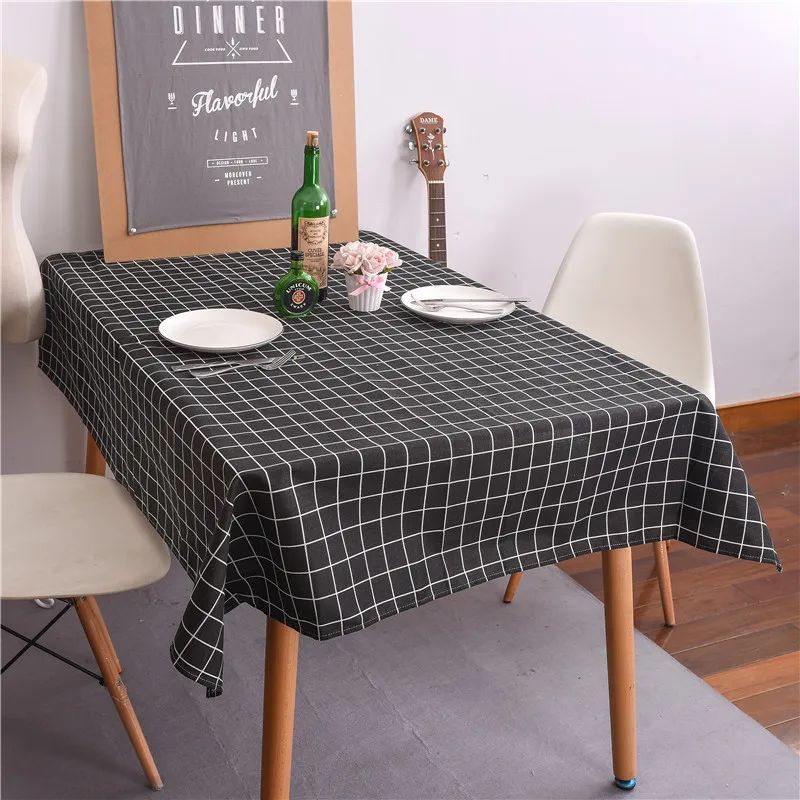 Table Cloth for Home Linen Cotton Plaid Stripe Dining Tablecloth Kitchen Decorative Rectangular Coffee Cuisine Party Table Cover