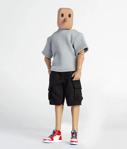 1/12 Scale Male Casual Zippered Hoodie Vest Pants Clothes Set Loose Short Sleeves T-Shirt Shorts Fit 6" Action Figures Body Doll