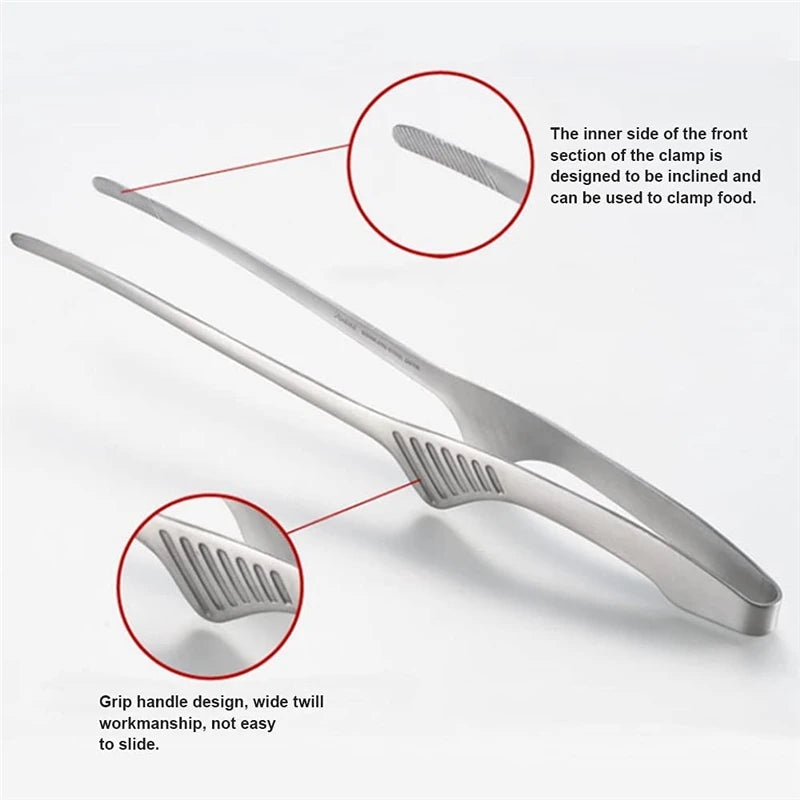 JJYY 304 Stainless Steel Food Tongs Long Handle Non-Slip Barbecue Tongs Steak Tongs Kitchen Cooking Tools kitchen accessories