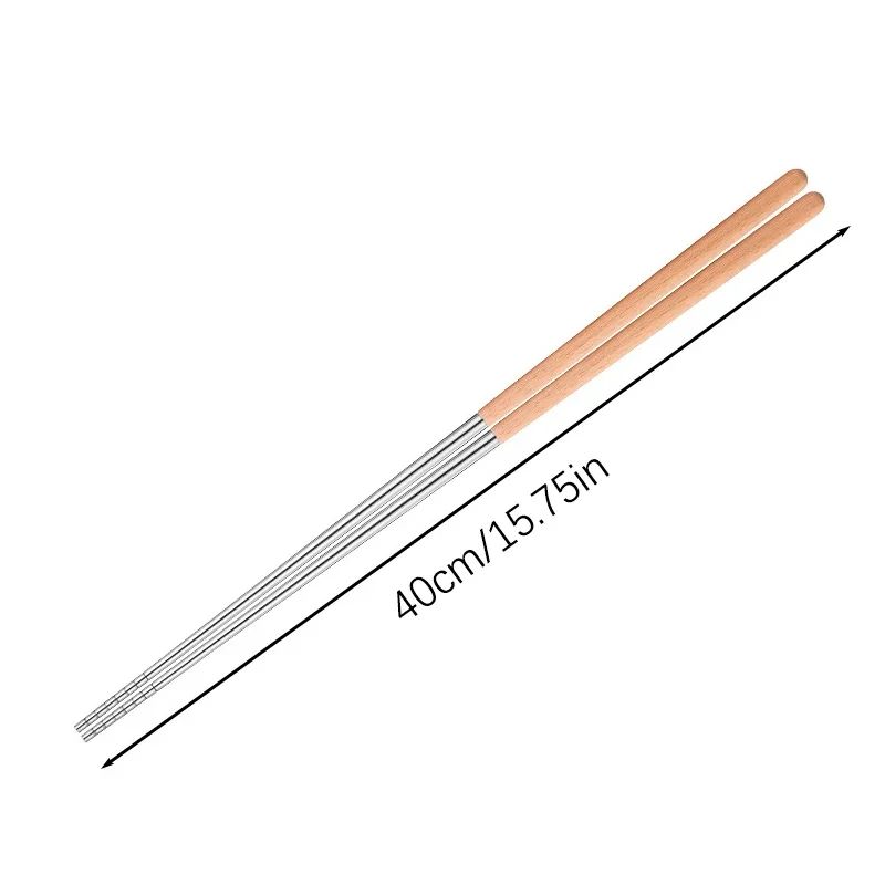 Hashis de Aço Inoxidável Hashis Longos para Cozinhar Macarrão Fritura Panela Quente Hashis Chineses Hashis de Metal Reutilizáveis Utensílios de Mesa