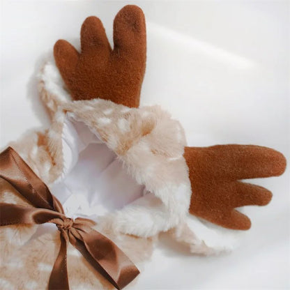 Roupas de Natal para Pets Capa de Alce Cão Gato Roupas Quentes Fáceis de Vestir Chapéu Decoração Casaco de Filhote de Gatinho Fantasia de Pets Inverno