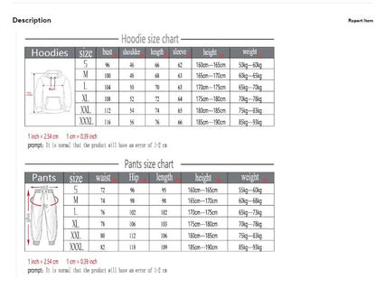 Unisex Autumn Winter Hoodie and Joggers Set Casual Sports Outfit for Men Women