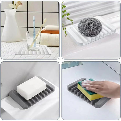 Saboneteira de Silicone para Chuveiro, Suporte de Sabão com Dreno, Organizador de Esponja para Pia de Cozinha, Bandeja de Secagem, Acessórios de Banheiro