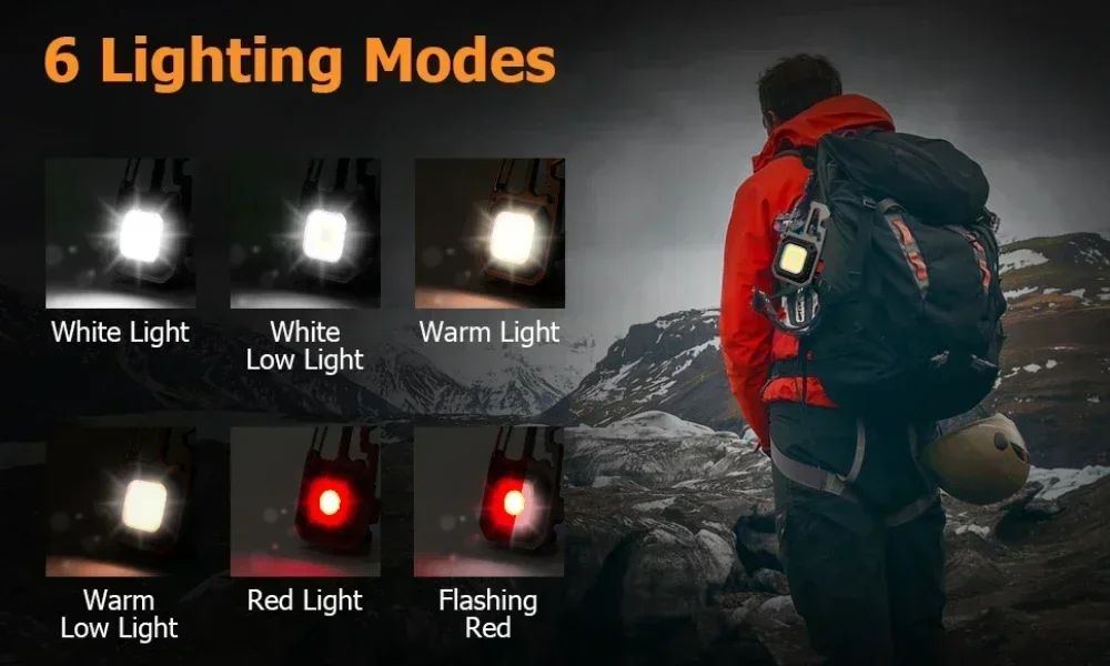 Mini LED Portable Keychain Flashlight Outdoor COB Work Light Emergency Lighting With Window Hammer Bottle Opener Lamp Camping