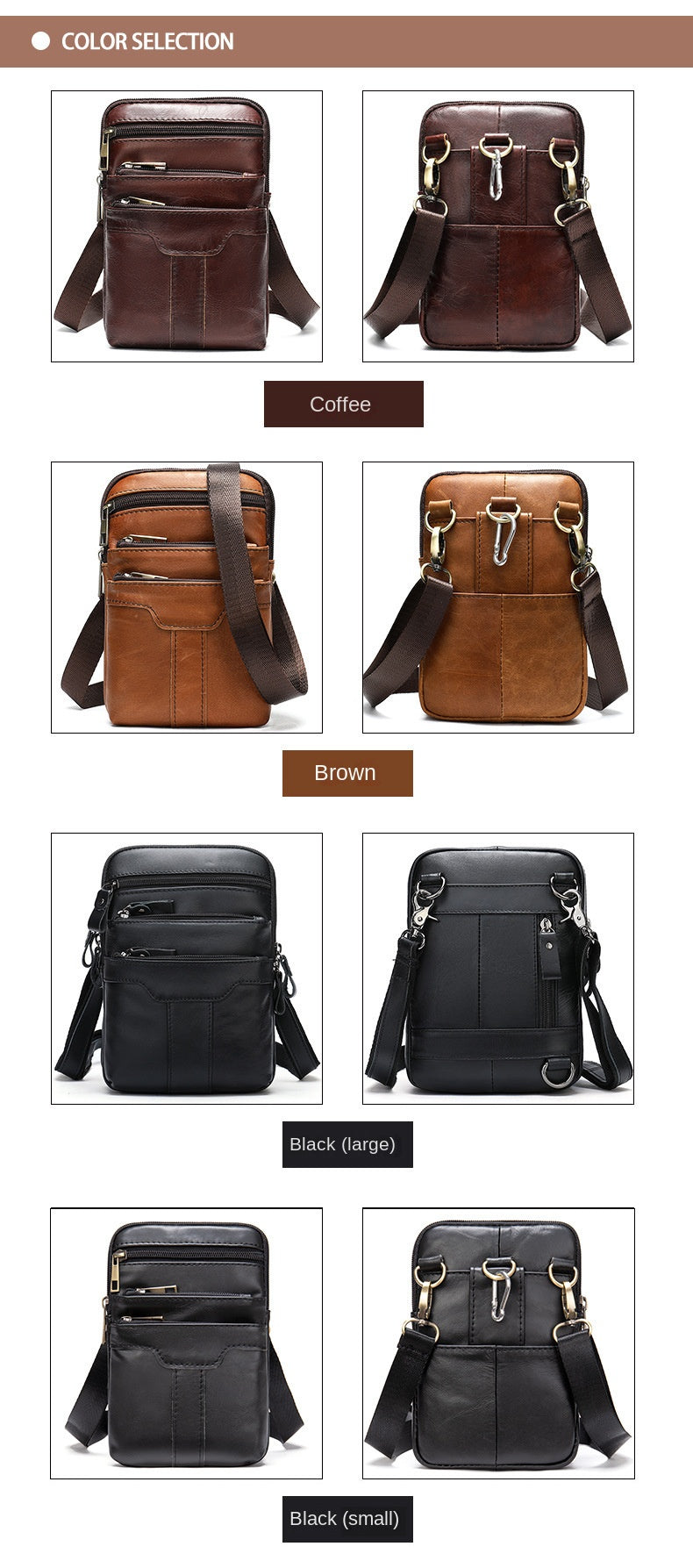 New Men's Cow Leather Chest Bag Man Small Shoulder Casual Male Crossbody Waist Bag