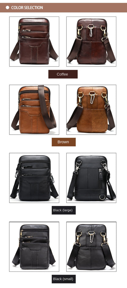 New Men's Cow Leather Chest Bag Man Small Shoulder Casual Male Crossbody Waist Bag