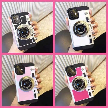 Capa de Couro Emily Em Paris Câmera Retrô 3D para IPhone 11 13 14 15 16 Pro Max 12 Mini XS XR X 7 8 Plus SE 2022 Acessórios IPhone