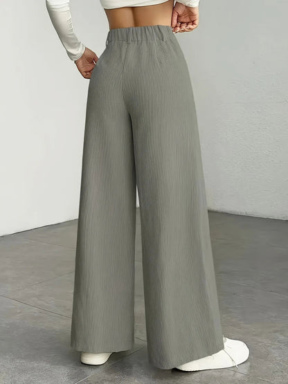 High Waist Striped Wide Leg Pants Commute Versatile Casual Long Trousers New 2025 Women's Fashion Cross-Border Clothing