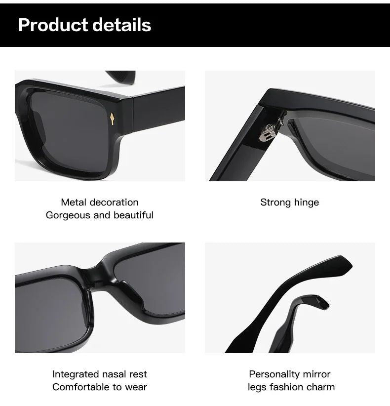 JNPCXI Óculos de Sol Retrô Quadrados Femininos Listras de Leopardo Sombras UV400 Rebites da Moda Masculinos Óculos de Sol Transparentes Gradiente