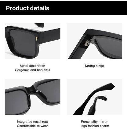 JNPCXI Óculos de Sol Retrô Quadrados Femininos Listras de Leopardo Sombras UV400 Rebites da Moda Masculinos Óculos de Sol Transparentes Gradiente