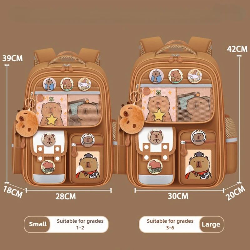 Capybara Children Backpack Waterproof Student Schoolbag Large Capacity Alleviate Burden School Bag Orthopedic Backpack Book Bag