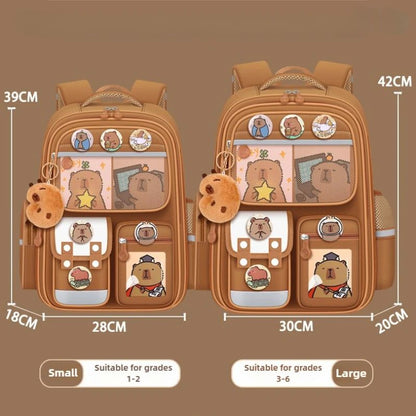 Capybara Children Backpack Waterproof Student Schoolbag Large Capacity Alleviate Burden School Bag Orthopedic Backpack Book Bag