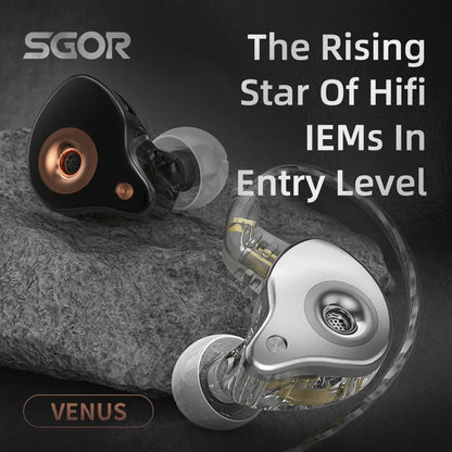 SGOR VENUS HIFI In Ear Earphones Dynamic Headphones IEM Monitor Earbud Super Bass Headset Noise Cancelling For KZ Castor EDX PRO