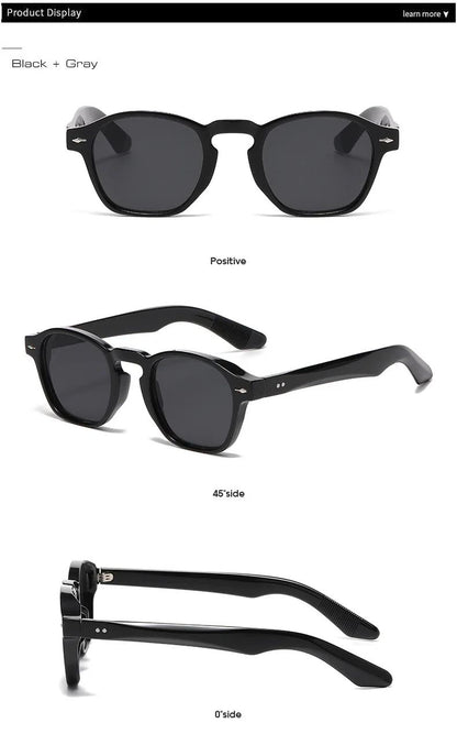 JNPCXI Retro Rivets Men Square Sunglasses Fashion Blue Green Trending Shades UV400 Women Clear Frame