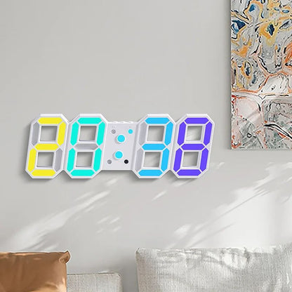 3D LED Digital Wall Clock RGB Modern Design Living Room Decor Date/Temperature Table Alarm Nightlight Brightness Desktop Clocks