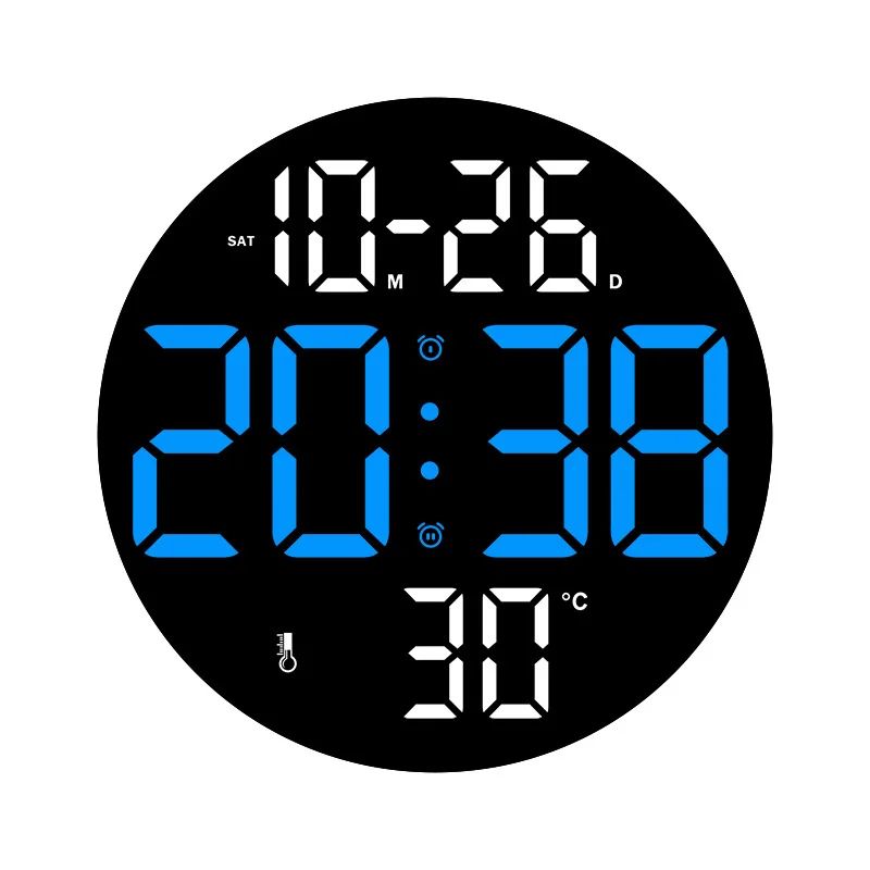 10inch LED Large Digital Wall Clock with Dual Alarms Calendar and Temperature Display Brightness Adjustable Countdown Home Clock