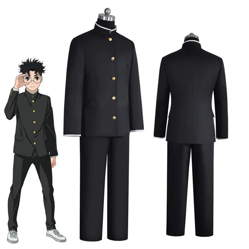 Anime Dandadan Ken Takakura Cosplay Costume Okarun School Uniform Black Jacket Gakuran Outfit Glasses Halloween Unisex Costume