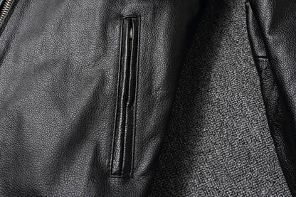 2025 New Leather Jacket Top Layer 100% Cowhide Leather Clothes Men's Stand Collar Motorcycle Clothes  Autumn Winter Plus Size