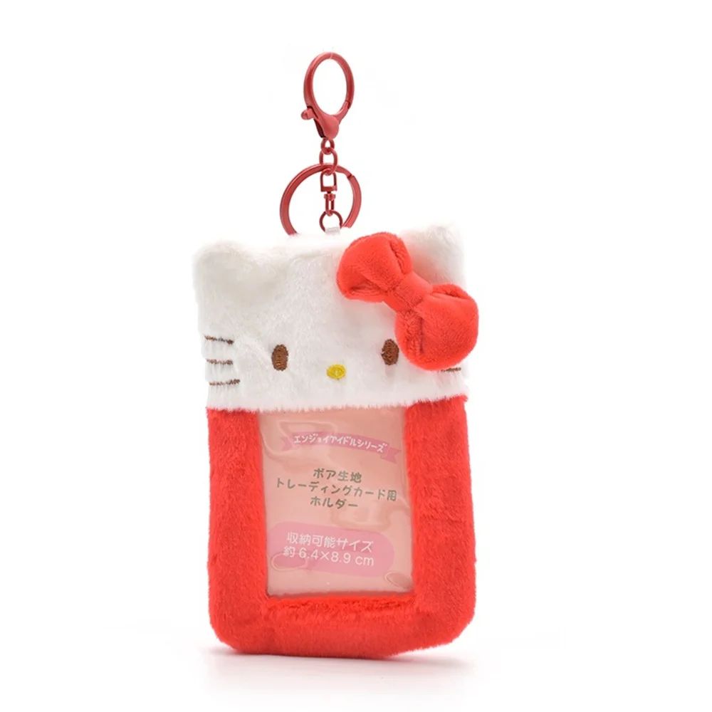 Hello Kitty Plush Card Case Keychain Kuromi Melody Card holder Kawaii Photo Card Display Sleeves Cute Bag Gifts