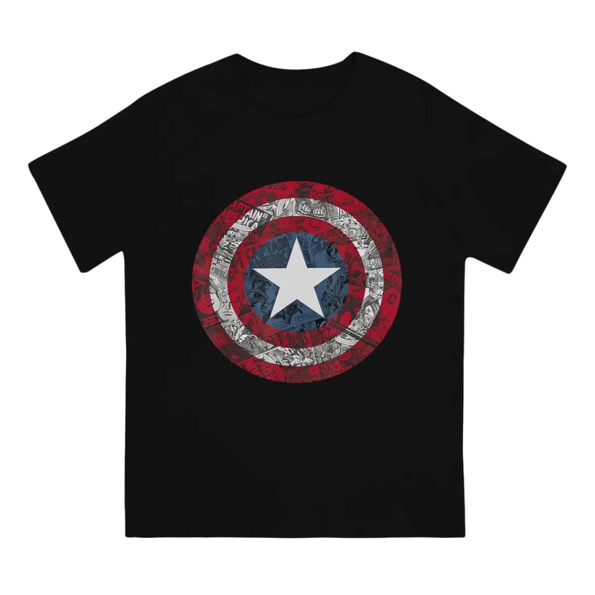CA Shield Comic Essential T-Shirts Men Disney Captain America Film Vintage Tees Crewneck Short Sleeve T Shirts