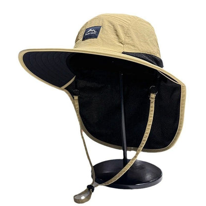 1 Boné Bucket Aba Larga com Proteção de Pescoço Impermeável e Secagem Rápida Panama para Mulheres Homens Pesca Acampamento Caminhada Viagem Outono