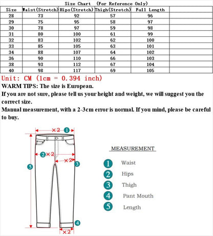 Calça Jeans Masculina de Marca de Luxo Stretch Reta Casual Slim Fit Jeans Masculino Design Clássico de Negócios Calça Tamanho Grande