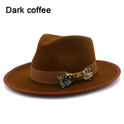 Men Women Fedora Hats Casual Vintage Autumn Winter Caps Bowknot Jazz Designed Outdoor Britain Derby Luxury Hat  Trilby Caps