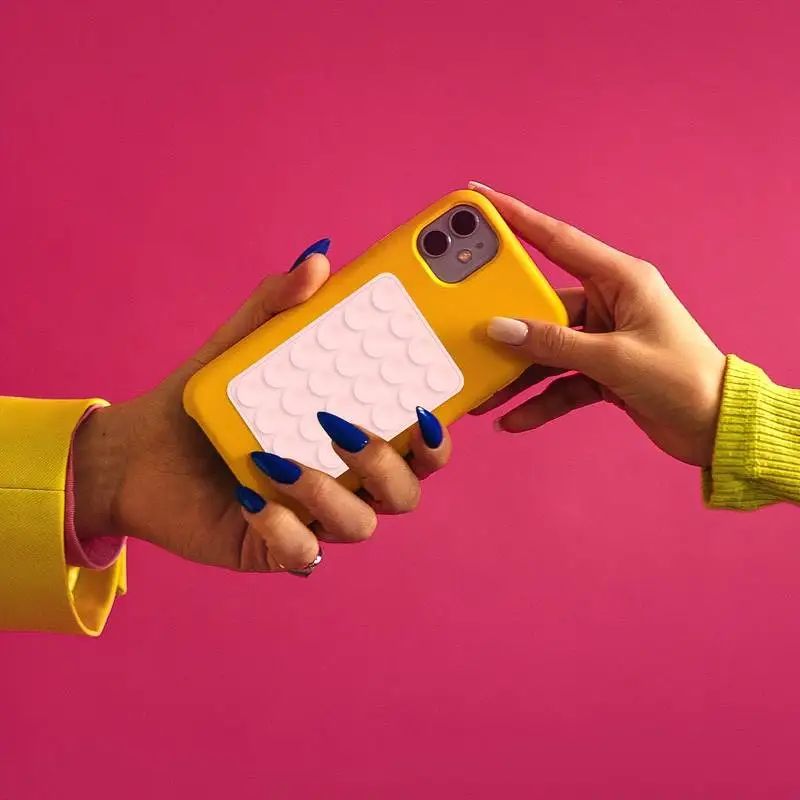 Tapete de Silicone com Sucção para Celular, Suporte de Parede Multifuncional com Ventosa, Quadrado Antiderrapante, Suporte de Celular de Lado Único, Adesivo Traseiro