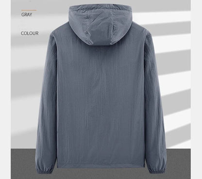 UPF50+ Summer Outdoor Quick Dry Sun-Protective Thin Jacket Men Hiking Fishing Cycling Hooded Gym Sport Ultra Light Windbreaker