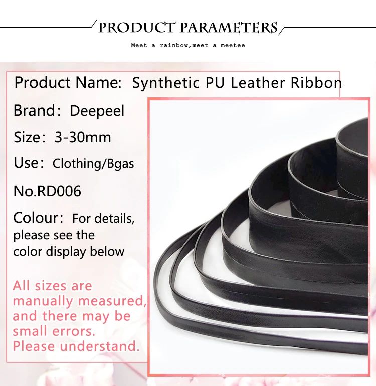 5Meters 3-50mm Black PU Leather Cords Soft Ribbon Band Bag Strap Webbing Necklace Jewelry Decor Tape DIY Sewing Accessories