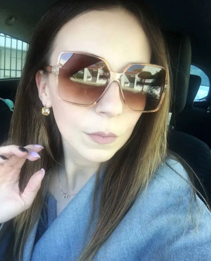 Higody Fashion Women Oversized Sunglasses Gradient Plastic Brand Designer Eyewear Female Sun Glasses UV400 Lentes De Sol Mujer