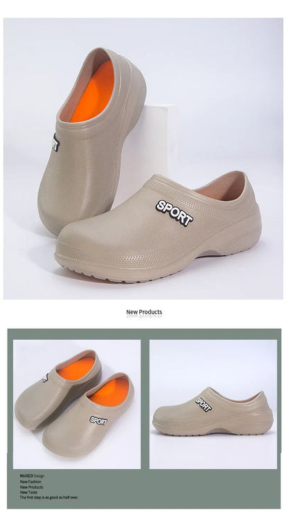 2025 New Kitchen Shoes Non-Slip Oil-Resistant Chef Rain Shoes Restaurant Food Work Shoes Comfortable EVA Material for Men