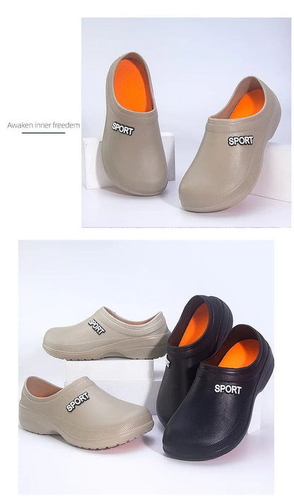2025 New Kitchen Shoes Non-Slip Oil-Resistant Chef Rain Shoes Restaurant Food Work Shoes Comfortable EVA Material for Men