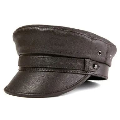 Autumn Men's Flat Cap Genuine Leather Hats Women's Army Military Hat Elegant Fashion Sheepskin Leather Caps Couple Hat