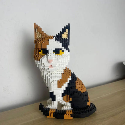 Knew Built Quatro estilos de micropartículas expressivas de blocos de montar de mini-gatos, modelos de laranja e vaca, os favoritos dos entusiastas de animais de estimação