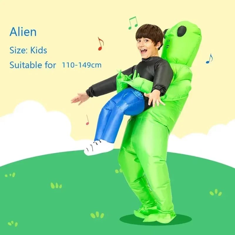Halloween Alien Inflatable Suit Alien Costume for Kids Monster Inflatable Costume Scary Green Alien Cosplay Costume for Party