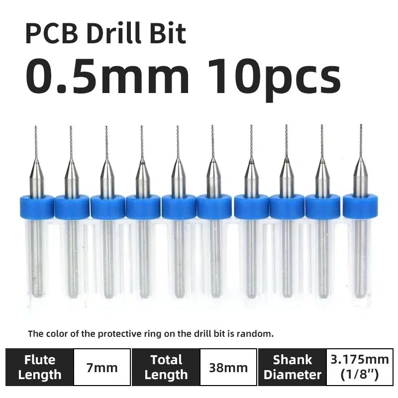Broca PCB 10pcs Conjunto de Brocas Micro Diâmetro de Aço Tungstênio 1/8" Cabo Fixo Mini Broca CNC 0.1-3.175mm