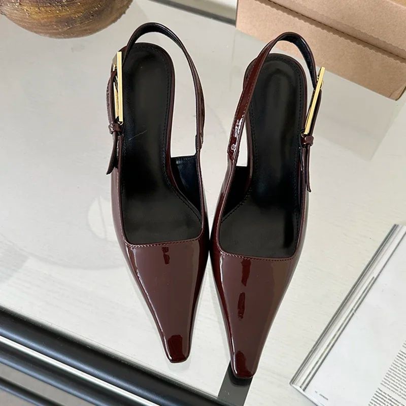 Aneikeh 2025 Verão Nova Banda Feminina Scarpins Sapatos Moda Raso Slip On Sandálias Slingback Salto Fino Alto Vestido Sapatos Sexy