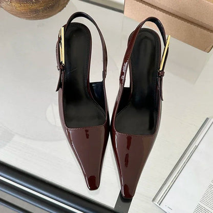 Aneikeh 2025 Verão Nova Banda Feminina Scarpins Sapatos Moda Raso Slip On Sandálias Slingback Salto Fino Alto Vestido Sapatos Sexy