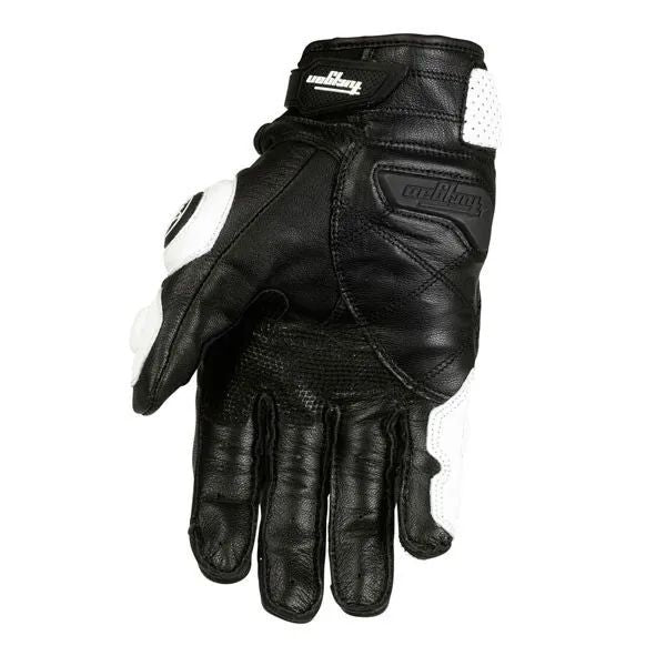 Luvas de Couro para Motociclista Masculinas Femininas 4 Estações Direção Supertech Preto/Branco Luvas de Corrida Motoqueiro Couro Bovino Corrida Moto Cavaleiro