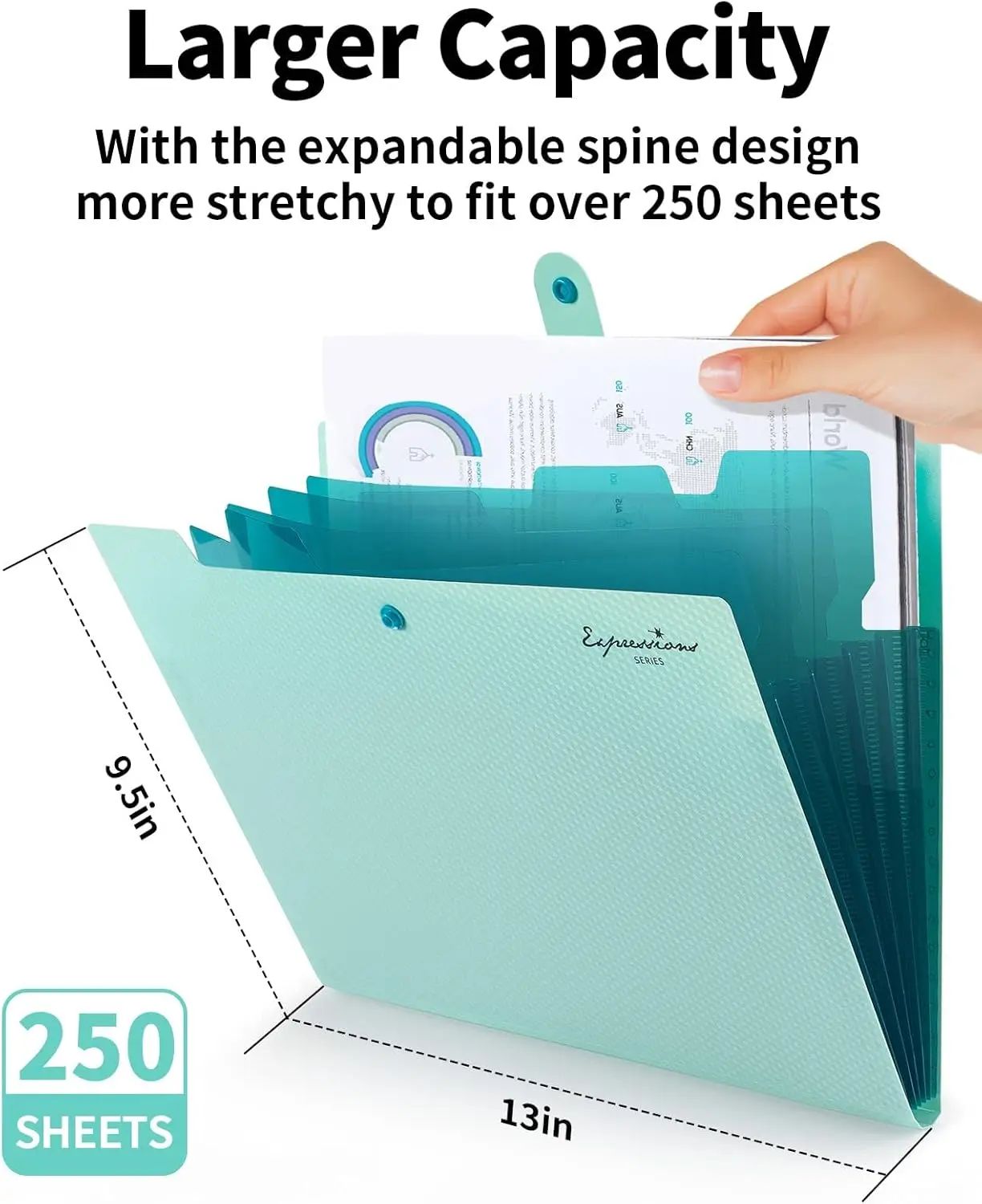 Expandable File Folder, Letter Size Organ Organizer, 5 File Pockets, Portable Organizer for School Office Supplies