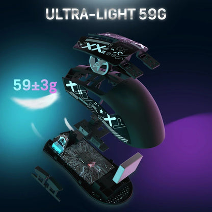 Mouse Gamer Sem Fio ATTACK SHARK X11 Base de Carregamento Sensor Gamer PixArt PAW3311 BT/2.4G Sem Fio/Com Fio Presente Adesivo Antiderrapante