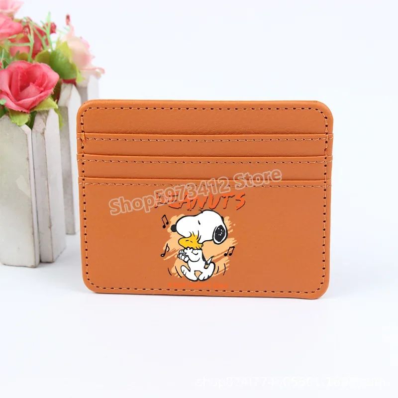 Bolsa Moedeiro Snoopy Peanuts Anime Porta Cartão de Crédito Passaporte Carteira de PU Capa para Cartões de Identificação Bolsa Presente de Aniversário para Crianças Homens Mulheres