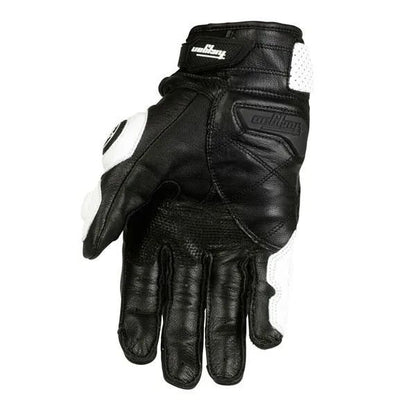 Luvas de Couro para Motociclista Masculinas Femininas 4 Estações Direção Supertech Preto/Branco Luvas de Corrida Motoqueiro Couro Bovino Corrida Moto Cavaleiro