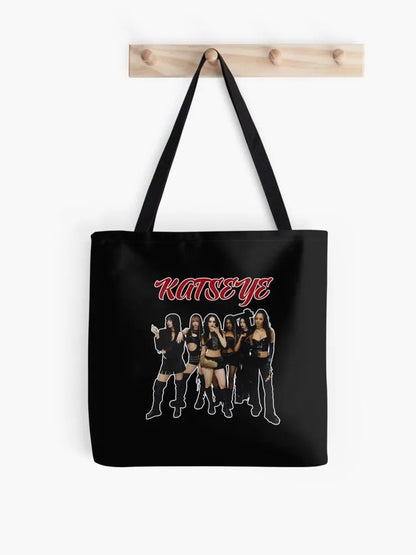 Korean Kpop Katseye Tote Bag Shopping Bag Print Original Design White Unisex Travel Canvas Casual Bag Commuting Portable Handbag