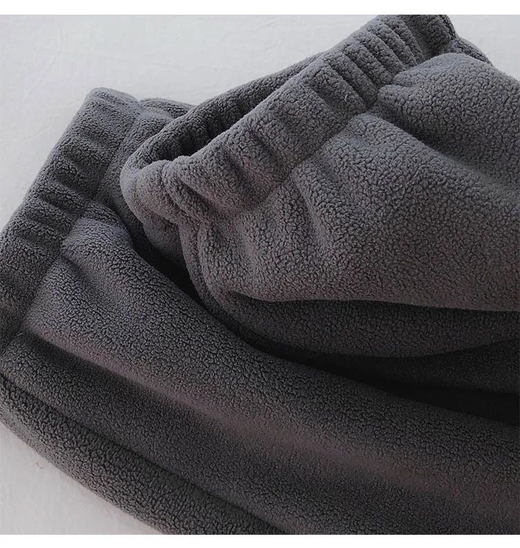 Thick Warm Fleece Lined Wide Leg Casual Sweatpants Women's Autumn Winter plus Size Cuffed Slimming Loose Fit Sport Pants