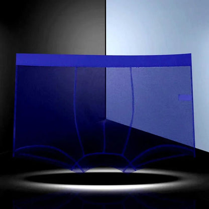 Men Transparent Boxers Bulge Ice Silk See Through Underpants Sexy Mid Waist Panties Lingerie Intimates