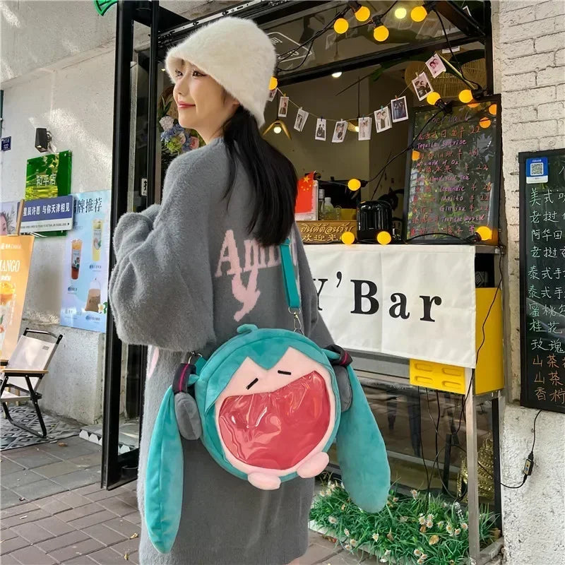 2025 Hatsune Miku Bolsa de Ombro Nova Mochila Bonito Anime Menina Pelúcia Desenho Animado Kawaii Sacola Escolar Bolsa Infantil Presentes Brinquedos