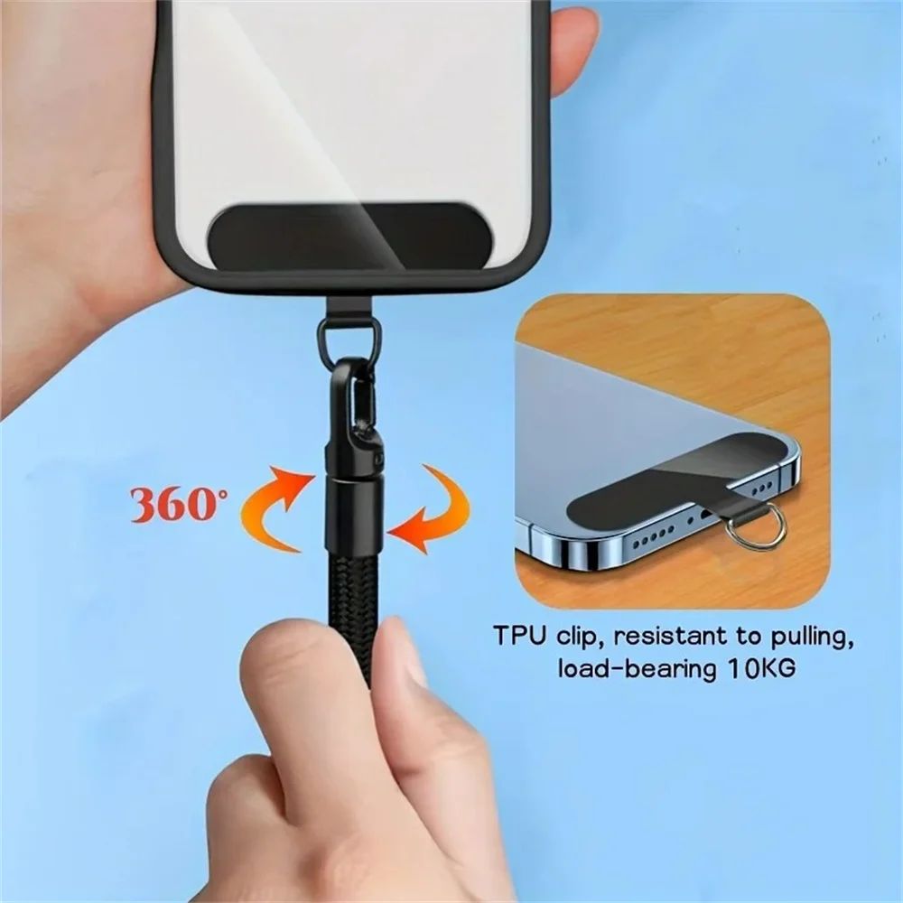 Cordão anti-queda para celular universal ajustável, pulseira curta com design de travamento automático, alça de poliéster durável para celular