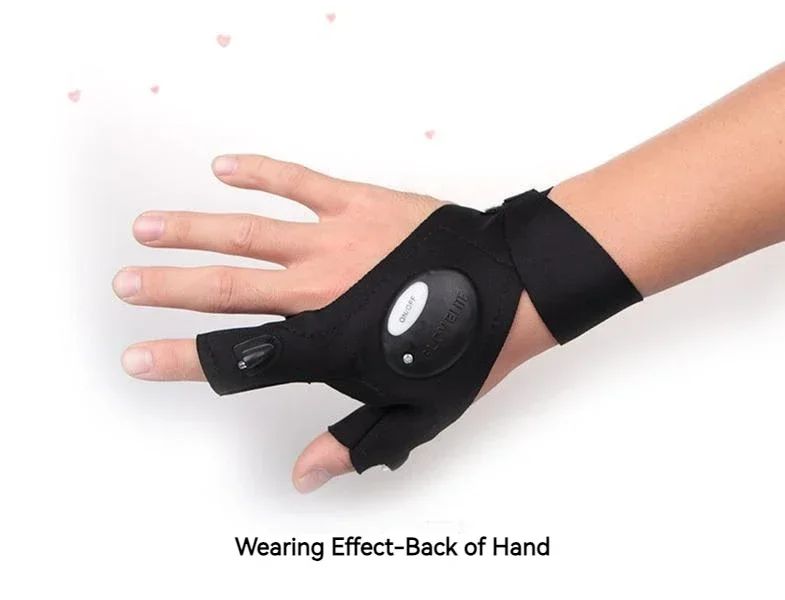 LED Flashlight Fishing Strap Fingerless Gloves Waterproof Cycling Camping Hiking Rescue Glove Lamp Lighting Gloves